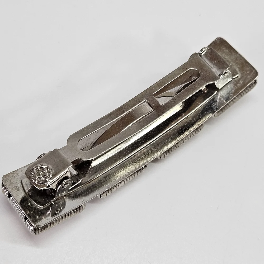 VINTAGE 3D Silver Tone Metal Abstract Hair French Barrette Clip
